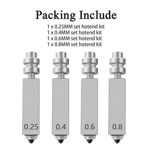 HzdaDeve 4PK 0.25MM 0.4MM 0.6MM 0.8MM Integrated Hardened Steel Nozzles for Kobra X Combo Quick-Swap High Flow High Speed Throat Tube Nozzles Print Head Hot End for Anycubic 3D Printer in Saudi Arabia