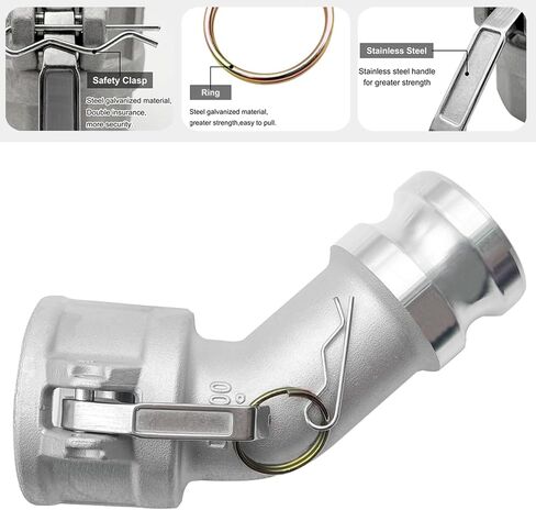 SAFBY Aluminum Type DA Camlock Fitting, 45° Elbow, 3" Female x 3" Male (DA45-30-AL)， Industrial-Grade Liquid Transfer Coupling for Petroleum, Chemicals & Water in Saudi Arabia