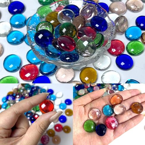 1Lb الخرز الزجاجي المسطح للمزهرية، الملونة متنوعة الشكل الحصى الرخام جوهرة الخرز لحوض السمك ديكور المنزل الحرفية in Kuwait