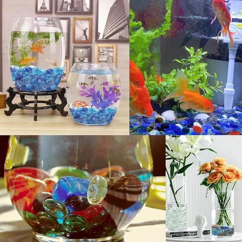 1Lb الخرز الزجاجي المسطح للمزهرية، الملونة متنوعة الشكل الحصى الرخام جوهرة الخرز لحوض السمك ديكور المنزل الحرفية in Kuwait