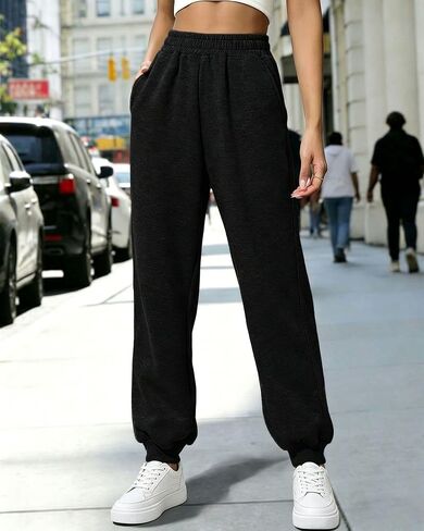 Women Baggy High Waisted Sweat Pants Casual Sweatpants with Pockets in Saudi Arabia