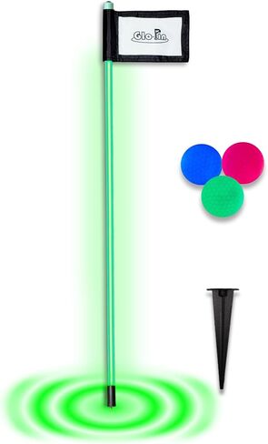 Glo-Pin 2.0 Light Up Golf Flagstick for Night Golf, Glow in The Dark Putting, Chipping, with Battery Powered LED, Bright Balls Included in Saudi Arabia
