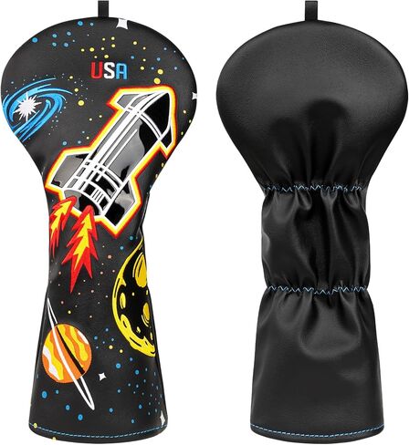 Golf Club Head Cover Golf Head Cover Driver Fairway Hybrid Club Head Cover Wood Headcover Embroidered Planets in Saudi Arabia
