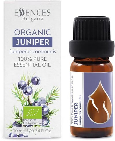 Essences Bulgaria Organic Juniper Essential Oil 1/3 Fl Oz | 10ml | Juniperus communis | 100% Pure and Natural | Undiluted | Therapeutic Grade | Family Owned Farm | Steam-Distilled | Non-GMO | Vegan in Saudi Arabia