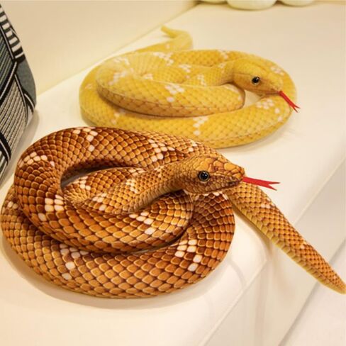 OUKEYI 74Inch /190cm high Snake PlushToy Stuffed Animal, Snake Pillow Doll Toys Fake Snake Home Halloween Decorations Plushy Gifts for Kids Birthday (Yellow) in Saudi Arabia