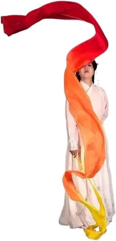 Streamer with Rods 400X45cm Dance Streamer 100% Real Silk Ribbon Dancer Wand Plus Size Professional Dancer Performance Show Props Throw Streamers(As Picture14,2PCS) in Saudi Arabia