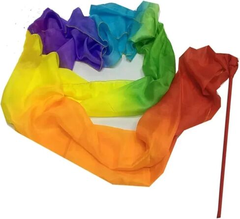 Streamer with Rods 400X45cm Dance Streamer 100% Real Silk Ribbon Dancer Wand Plus Size Professional Dancer Performance Show Props Throw Streamers(As Picture14,2PCS) in Saudi Arabia