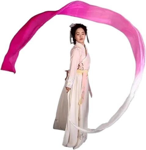 Streamer with Rods 400X45cm Dance Streamer 100% Real Silk Ribbon Dancer Wand Plus Size Professional Dancer Performance Show Props Throw Streamers(As Picture14,2PCS) in Saudi Arabia