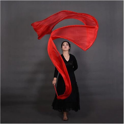 Streamer with Rods Red Color Real Silk Ribbon Streamer for Stage Performance Props Belly Dance Accessory Throwing Streamers 4M Length Throw Streamers(400x45cm) in Saudi Arabia
