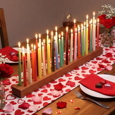 حوامل شموع مستدقة من الخشب من Mumufy لقطعة مركزية للطاولة باللون البني الداكن العملاق الخشبي لحفلات أعياد الميلاد شمعدان شموع المزرعة لتزيين سطح المكتب بالذكرى السنوية للزفاف، 36 بوصة in Kuwait