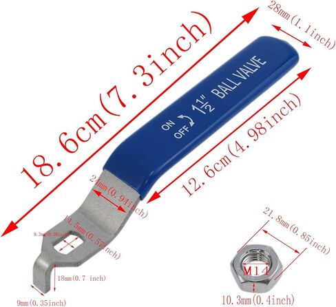 yukata Blue Stainless Steel Outside Faucet Handle(9 x 14 mm) Water Valve Handles DN40 Ball Valve Handle with nut for Garden Hoses, Water Pipes, Pumps, rain Boxes 1PCS in Saudi Arabia