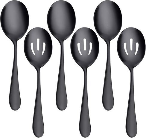 AOOSY 2 Pieces Stainless Steel Flatware Serving Sets, 8.7-Inch Long Handle Slotted Spoons and Serving Spoons for Buffet, Banquet, Cooking, and Kitchen in Kuwait