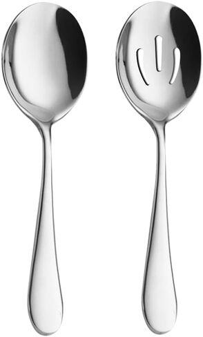 AOOSY 2 Pieces Stainless Steel Flatware Serving Sets, 8.7-Inch Long Handle Slotted Spoons and Serving Spoons for Buffet, Banquet, Cooking, and Kitchen in Saudi Arabia
