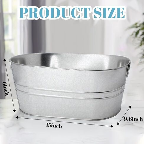 2 Pack 4 Gallon Galvanized Tub Ice Buckets for Parties Portable Beverage Tub with Handles Champagne Bucket Metal Ice Buckets for Cocktail Bar with Ice Scoop in Saudi Arabia