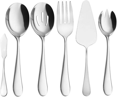 AOOSY 2 Pieces Stainless Steel Flatware Serving Sets, 8.7-Inch Long Handle Slotted Spoons and Serving Spoons for Buffet, Banquet, Cooking, and Kitchen in Saudi Arabia