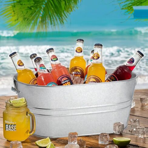 2 Pack 4 Gallon Galvanized Tub Ice Buckets for Parties Portable Beverage Tub with Handles Champagne Bucket Metal Ice Buckets for Cocktail Bar with Ice Scoop in Saudi Arabia