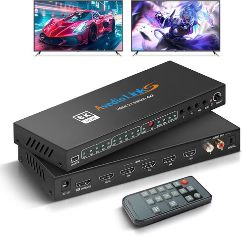 4x2 HDMI 2.1 Matrix Switch, 8K@60Hz, 4K@120Hz HDMI Switch 4 in 2 Out Support HDR10, HDCP 2.3, 4 Input 2 Output Splitter with ARC, Optical & Analog Audio Extractor, Auto-Scaling, IR Remote Control in Saudi Arabia