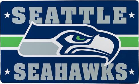 NFL سياتل سي هوكس حصيرة مدخل داخلي، 30 بوصة × 18 بوصة حصير وسجاد مطبخ مضاد للتعب، ظهر غير قابل للانزلاق، حصيرة راحة مريحة مقاومة للماء من PVC للمدخل، المطبخ، كهف الرجل، المكتب، المغسلة، الغسيل in Saudi Arabia
