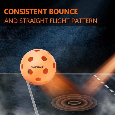 Navona 40 Pack Premium 26-Holes Orange Indoor Pickleball Balls, Meet USAPA Official Requirement, Perfectly Balanced, High Bounce True Flight, Durable Indoor Pickleball Set in Saudi Arabia