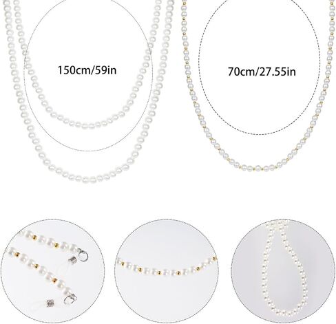 3Pcs Old Lady Grandma Costume Accessories - Granny Glasses, Pearl Glasses Chain and Faux Pearl Necklace Set in Saudi Arabia