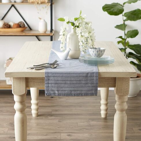 DII Farmhouse Gingham, Checked Tabletop Collection, Table Runner, 14x72, French Blue in Saudi Arabia
