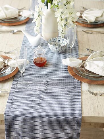 DII Farmhouse Gingham, Checked Tabletop Collection, Table Runner, 14x72, French Blue in Saudi Arabia