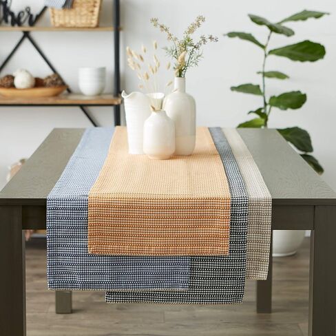 DII Farmhouse Gingham, Checked Tabletop Collection, Table Runner, 14x72, French Blue in Saudi Arabia
