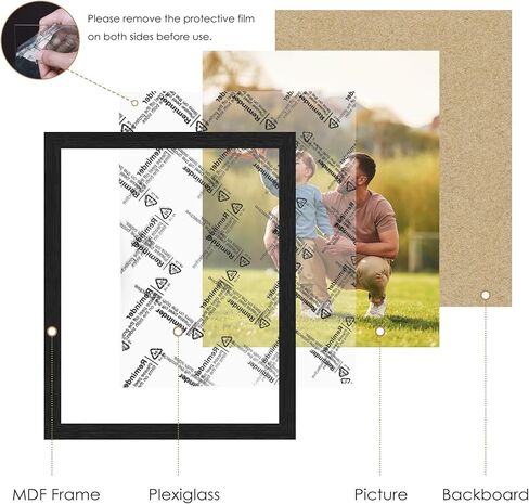 PEALSN 8x10 Picture Frame Set of 15, Wall Gallery Photo Frames for Wall Mounting or Tabletop Display, Black in Kuwait