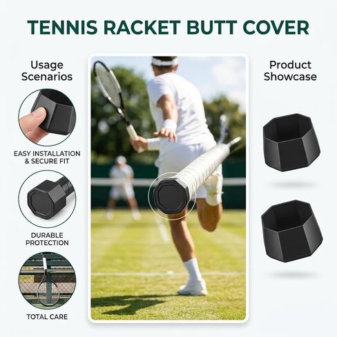 Tennis Racket Butt Cover, 2-Pack Silicone End Cap for Vibration Reduction ¨C Compatible with Tennis, Racquetball, and Squash Rackets (B0CCYPQ8F8) in Kuwait