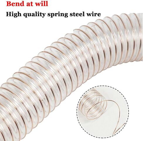 خرطوم مرن من أسلاك الفولاذ PVC بطول 1 متر من مجاري البولي يوريثان مع جدار شفاف مطلي بالنحاس بسمك 2 مم معرف 100 إلى 200 مم (القطر الداخلي: 130 مم) in Kuwait