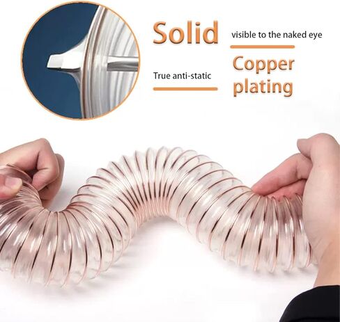 PVC Steel Wire Flexible Hose Copper Plated PU Polyurethane Air Duct Multiple Sizes 0.63mm Wall Thickness 1 Meter Length(70X0.63 Mm) in Saudi Arabia