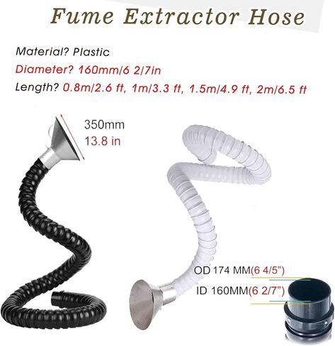 Stainless Steel Fume Hood,Flexible Welding Fume Extractor Hose 2-8 Inch, 3.3ft Duct with Removable Hood for Air/Dust Collection, Perfect for Industrial & Home Use, 68MM ID in Saudi Arabia