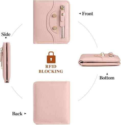 LEEXTON Small Women Wallet Leather RFID Blocking Card Holder Bifold Compact Wallets with ID Window and Zipper Coin Pocket in Kuwait