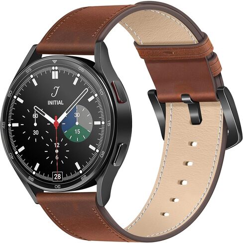فرقة جلدية للرجال متوافقة مع Samsung Galaxy Watch 7/6/5/4/نشط 2 40 مم 44 ملم/مشاهدة 6 كلاسيكي 47 مم 47 مم/مشاهدة 5 Pro 45mm/Watch 4 الكلاسيكية 42 مم 46 مم ، حزام معصم 20 ملم in Kuwait