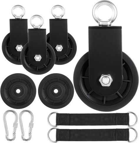 4 عبوات من عجلات بكرة الكابلات الصامتة - نظام بكرة الصالة الرياضية عالي التحمل 90 مم مع دوران 360 درجة، محامل من الفولاذ المقاوم للصدأ وتصميم قابل للفصل من أجل سحب LAT للأسفل، معدات الصالة الرياضية المنزلية والاستبدال in Kuwait