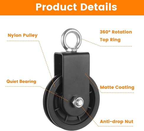 4 عبوات من عجلات بكرة الكابلات الصامتة - نظام بكرة الصالة الرياضية عالي التحمل 90 مم مع دوران 360 درجة، محامل من الفولاذ المقاوم للصدأ وتصميم قابل للفصل من أجل سحب LAT للأسفل، معدات الصالة الرياضية المنزلية والاستبدال in Kuwait