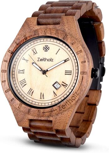 Zeitholz Wood Watches for Men, Wooden Watch, Gifts, Analog Watch, Zittau Collection 44mm, 100% Natural with Japanese Quartz Movement in Saudi Arabia
