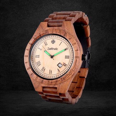 Zeitholz Wood Watches for Men, Wooden Watch, Gifts, Analog Watch, Zittau Collection 44mm, 100% Natural with Japanese Quartz Movement in Saudi Arabia