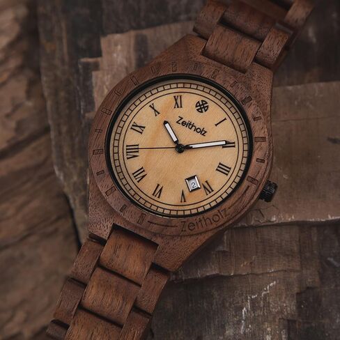 Zeitholz Wood Watches for Men, Wooden Watch, Gifts, Analog Watch, Zittau Collection 44mm, 100% Natural with Japanese Quartz Movement in Saudi Arabia