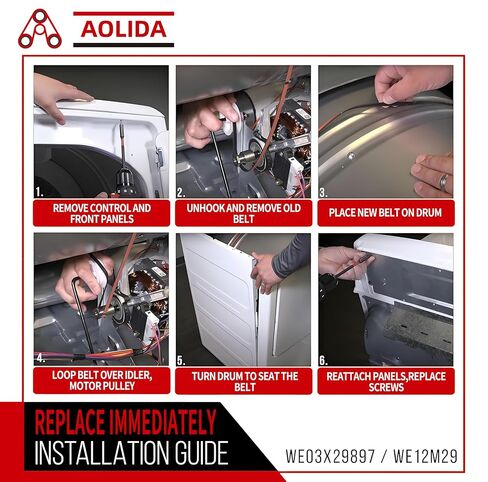 استبدال حزام طبل المجفف GE WE12M29 WE03X29897 لـ WE12M22، 137292700، WE120122، WE12M0022، AP4565702، PS3408299، 134163500 متوافق مع GE/Hotpoint (طول 89-1/2 بوصة تقريبًا) in Kuwait