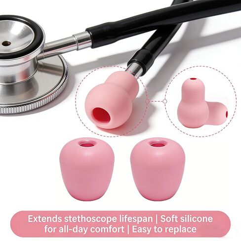 4 Pcs Stethoscope Ear Tips Replacement for Stethoscopes,Compatible with Littmann Eartips,Ear Piece,Replacement Parts for Classic III,Cardiology 3/4&IV,Small/Medium,Silicone Earplug (Pink) in Saudi Arabia