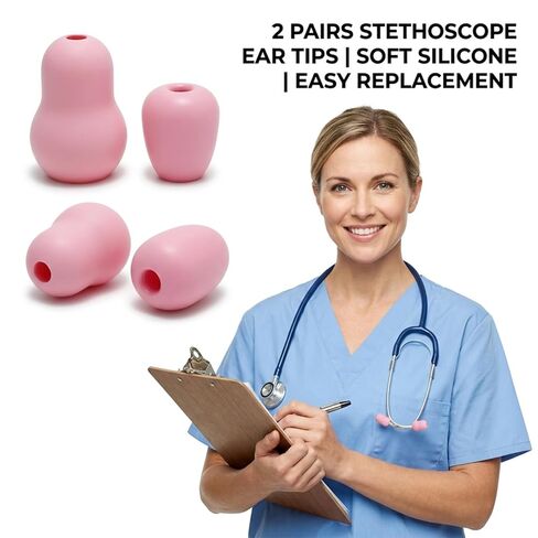 4 Pcs Stethoscope Ear Tips Replacement for Stethoscopes,Compatible with Littmann Eartips,Ear Piece,Replacement Parts for Classic III,Cardiology 3/4&IV,Small/Medium,Silicone Earplug (Pink) in Saudi Arabia