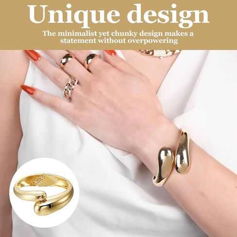 4 Pcs Gold Cuff Bracelets for Women,Minimalist Statement Chunky Gold Bracelet Set,Upper Arm Punk Jewelry,Fashion Jewelry Bracelets for Women in Kuwait