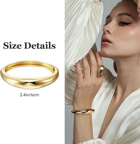 4 Pcs Gold Cuff Bracelets for Women,Minimalist Statement Chunky Gold Bracelet Set,Upper Arm Punk Jewelry,Fashion Jewelry Bracelets for Women in Kuwait