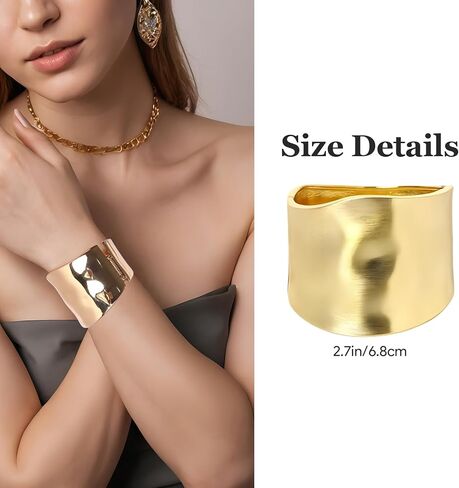 4 Pcs Gold Cuff Bracelets for Women,Minimalist Statement Chunky Gold Bracelet Set,Upper Arm Punk Jewelry,Fashion Jewelry Bracelets for Women in Kuwait