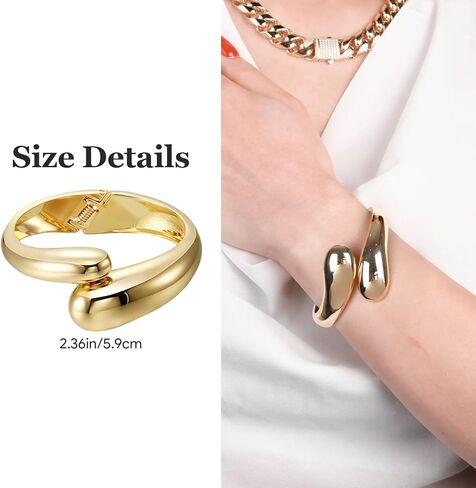 4 Pcs Gold Cuff Bracelets for Women,Minimalist Statement Chunky Gold Bracelet Set,Upper Arm Punk Jewelry,Fashion Jewelry Bracelets for Women in Kuwait