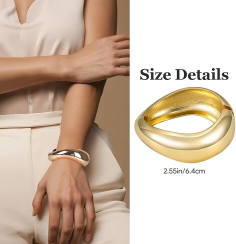 4 Pcs Gold Cuff Bracelets for Women,Minimalist Statement Chunky Gold Bracelet Set,Upper Arm Punk Jewelry,Fashion Jewelry Bracelets for Women in Kuwait