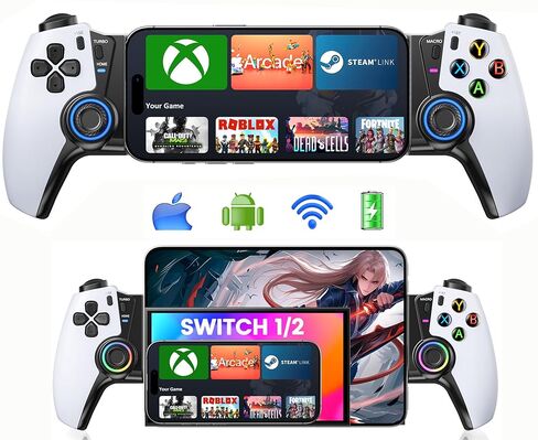 OKETY Mobile Gaming Controller for Android / iPhone 15/16 Series - Switch 2 / iPad Mini - Wireless Switch/OLED Controller with Hall Effect Joysticks/Hall Triggers,Play Xbox Cloud,Call of Duty,Roblox,Steam Link, GeForce Now in Saudi Arabia