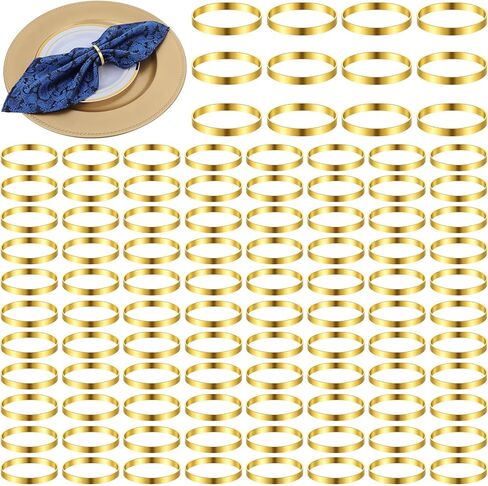 100 Pcs Gold Napkin Rings Bulk, Elegant Gold Napkin Rings, Servilleteros para Mesas for Weddings, Parties, Dinners in Saudi Arabia