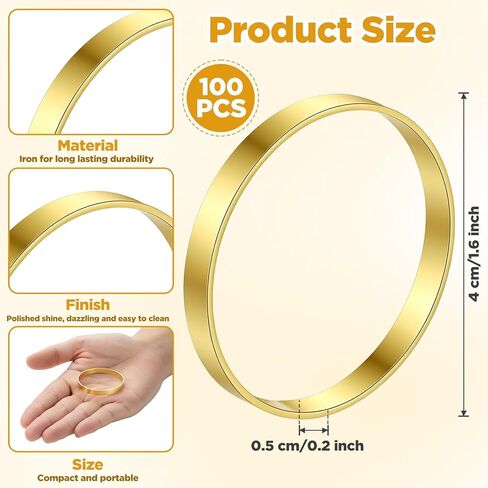 100 Pcs Gold Napkin Rings Bulk, Elegant Gold Napkin Rings, Servilleteros para Mesas for Weddings, Parties, Dinners in Saudi Arabia